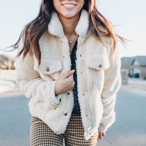 Free People Teddy Coat- Cream Small